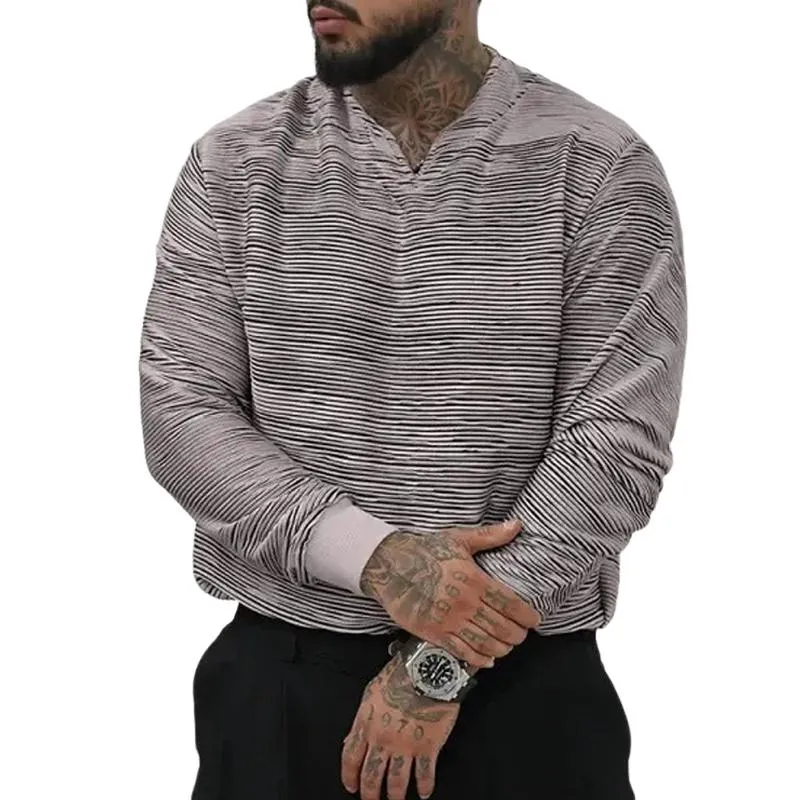 Men's Textured Print Thin V-Neck Long Sleeve T-Shirt 71176436X sold by Manly