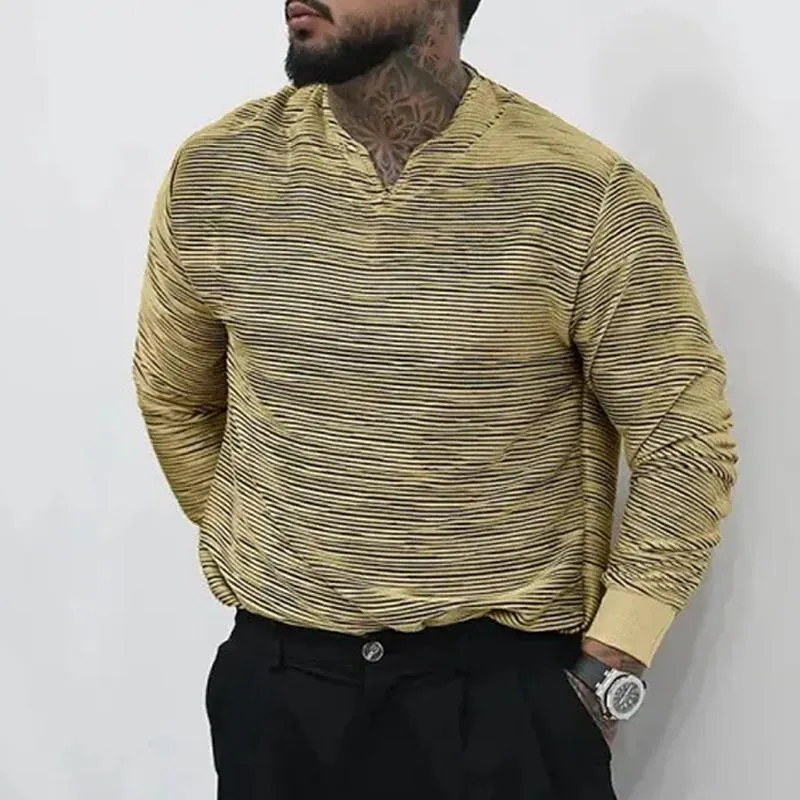 Men's Textured Print Thin V-Neck Long Sleeve T-Shirt 71176436X sold by Manly product image thumbnail 3