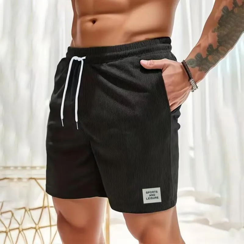 Men's Solid Color Corduroy Elastic Waist Straight Casual Shorts 77507486Z sold by Manly product image thumbnail 2