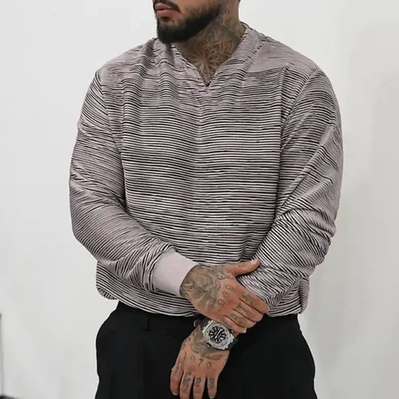 Men's Textured Print Thin V-Neck Long Sleeve T-Shirt 71176436X sold by Manly product image thumbnail 5