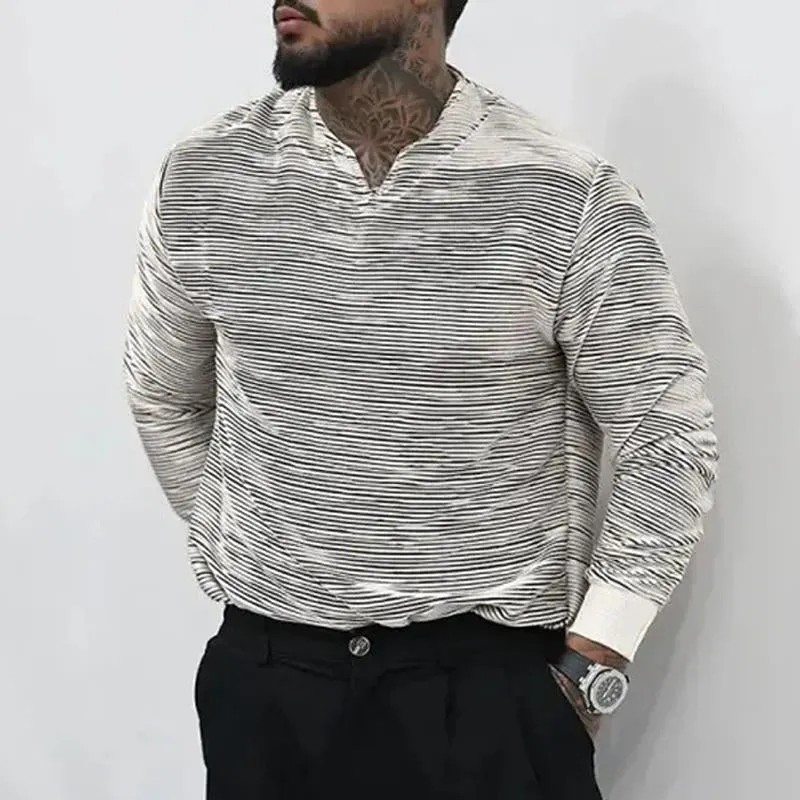 Men's Textured Print Thin V-Neck Long Sleeve T-Shirt 71176436X sold by Manly product image thumbnail 4