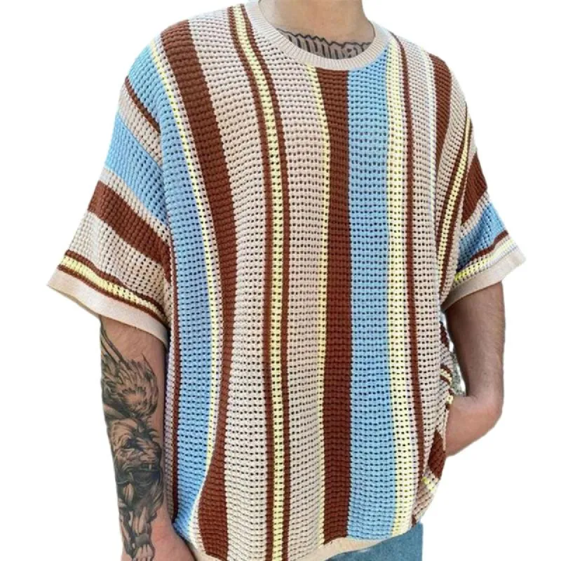 Men's Casual Knitted Round Neck Short Sleeve T-Shirt 51855111Y sold by Manly