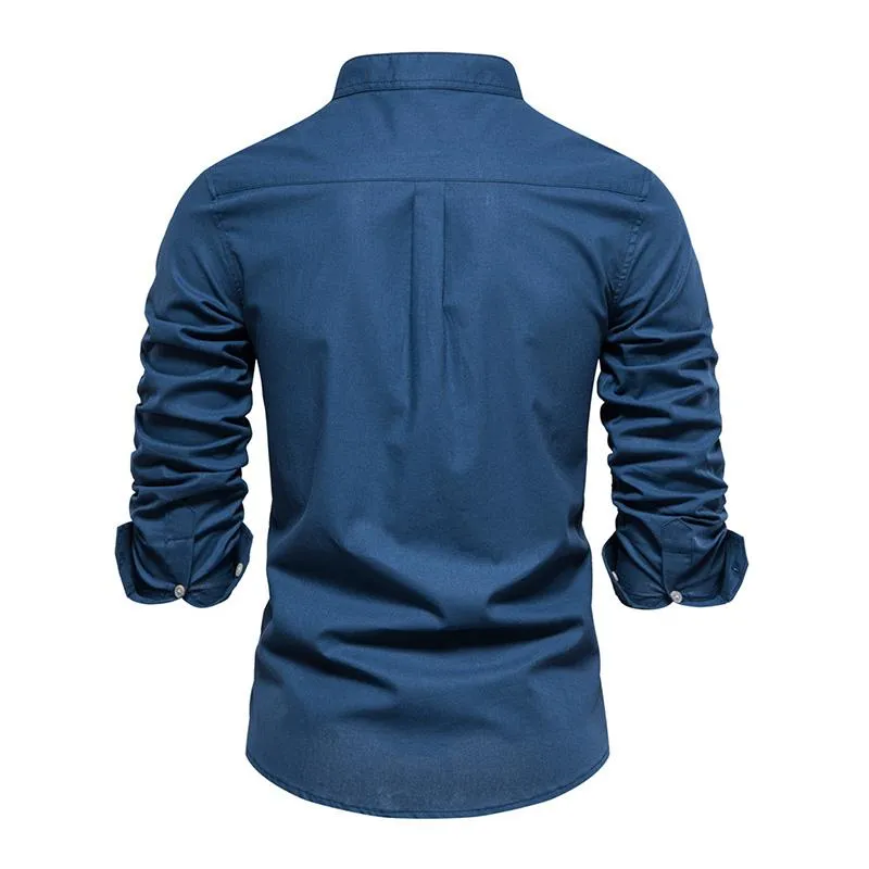 Men's Casual Stand Collar Cotton Slim Long Sleeve Shirt 37583737M sold by Manly product image thumbnail 5