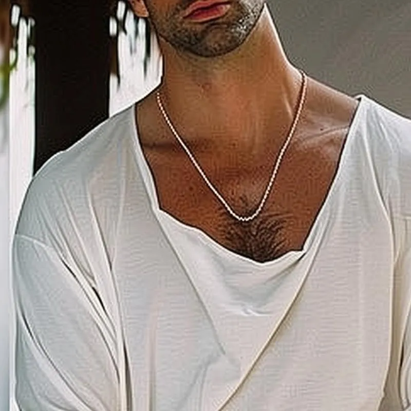 Men's Irregular Collar Long Sleeve Casual T-shirt 48423661Z sold by Manly product image thumbnail 3