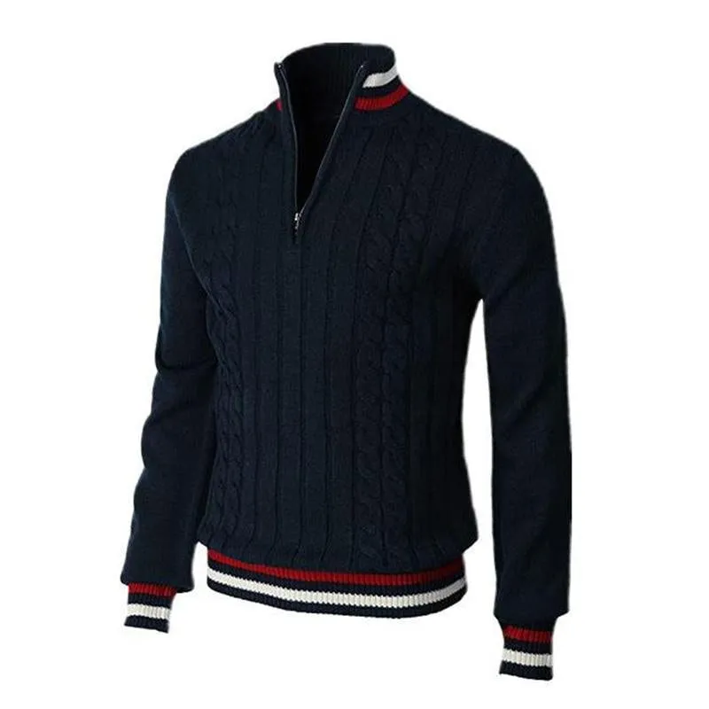 Men's Casual Turtleneck Colorblock Zipper Pullover Sweater 48616773M sold by Manly product image thumbnail 3