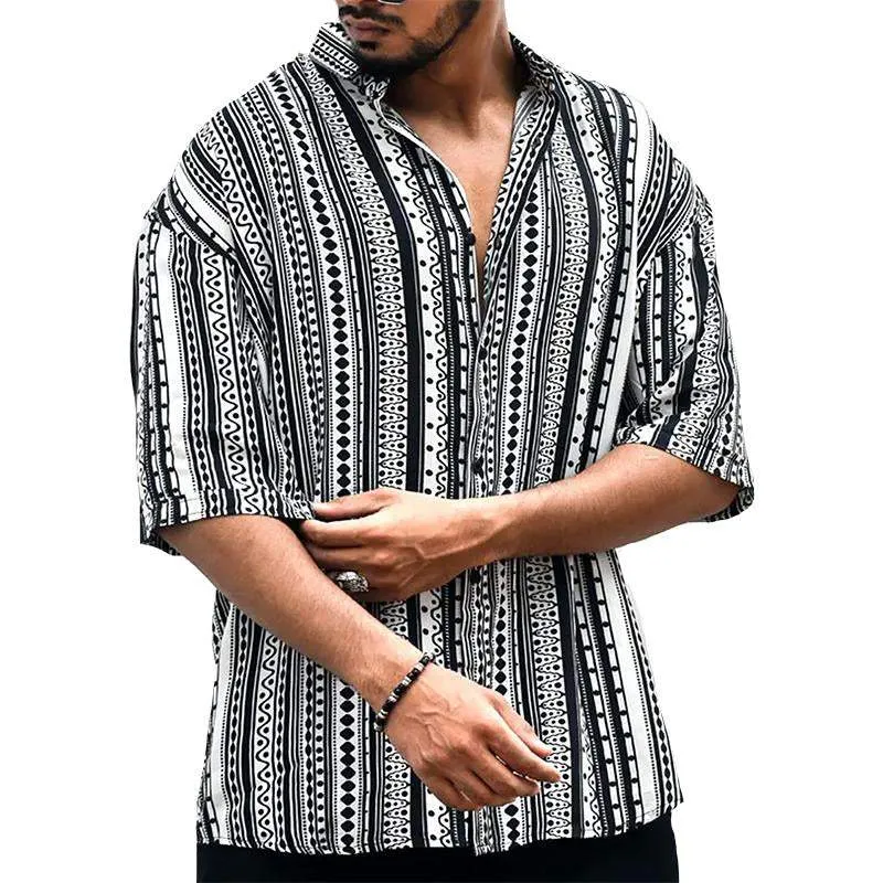 Men's Fashionable Ethnic Short-sleeved Shirts 95595399TO sold by Manly