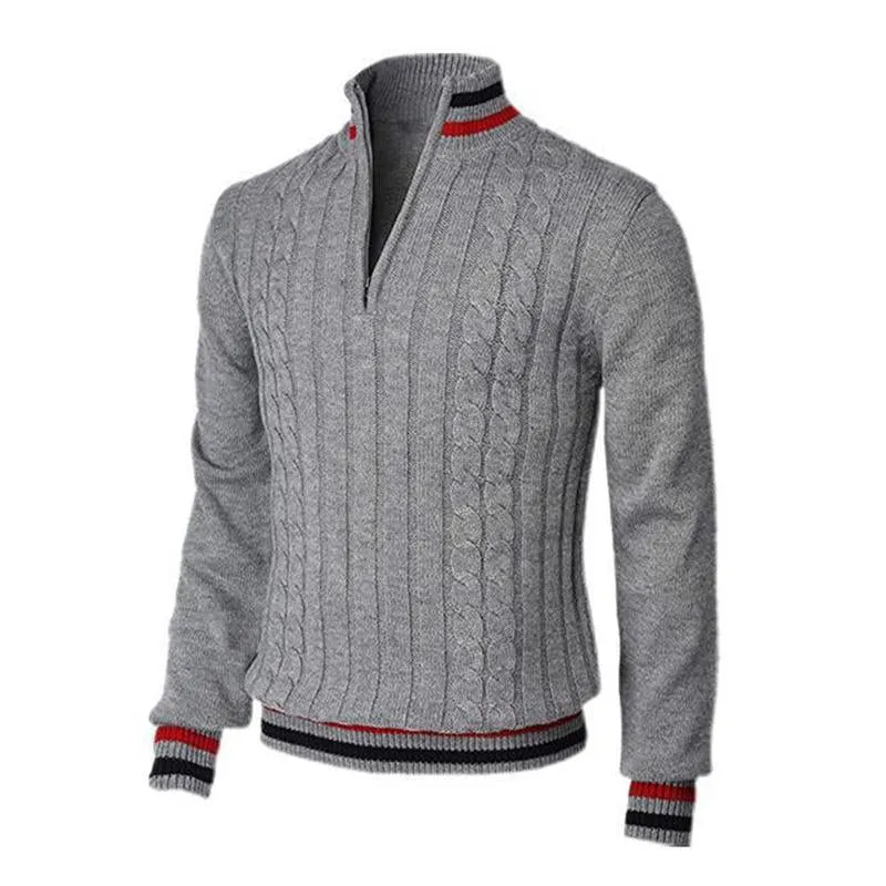 Men's Casual Turtleneck Colorblock Zipper Pullover Sweater 48616773M sold by Manly
