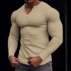 Men's Casual Solid Color Waffle Long Sleeved T-Shirt 89772917Y sold by Manly
