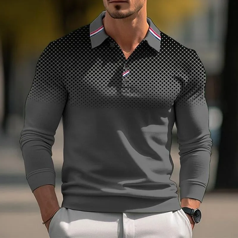 Men's Casual Gradient Print Long Sleeve Polo Shirt 04855017Y sold by Manly product image thumbnail 4