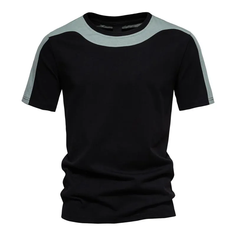 Men's Cotton Colorblock Round Neck Short Sleeve Casual T-shirt 47282009Z sold by Manly