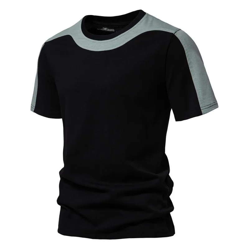 Men's Cotton Colorblock Round Neck Short Sleeve Casual T-shirt 47282009Z sold by Manly product image thumbnail 2