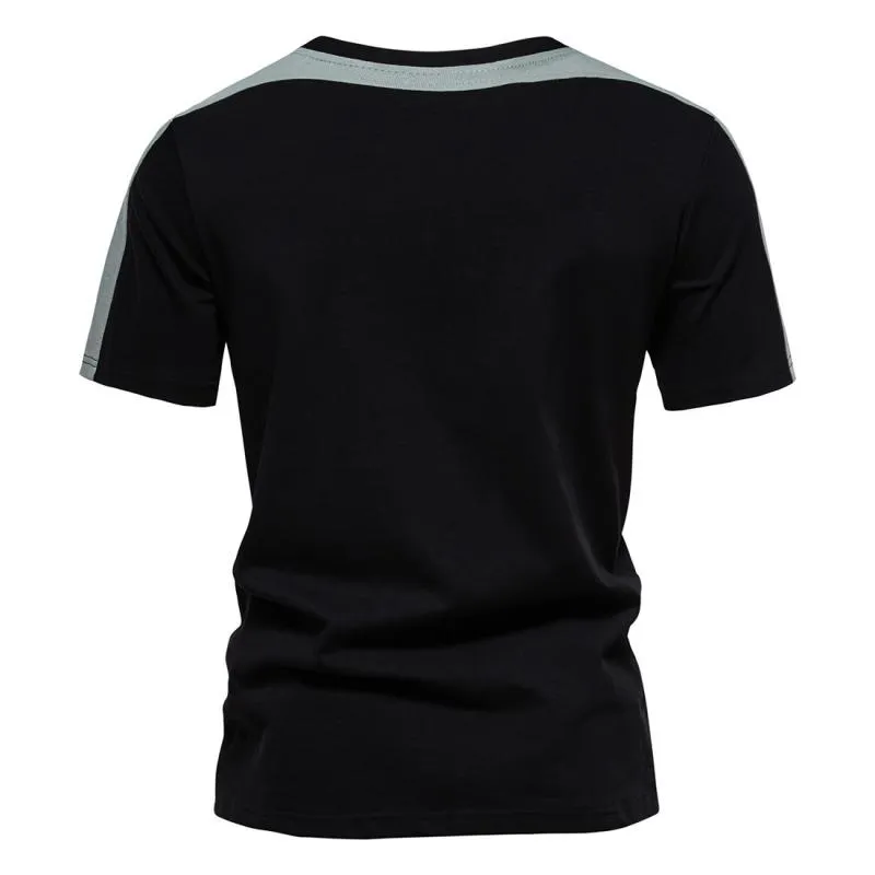 Men's Cotton Colorblock Round Neck Short Sleeve Casual T-shirt 47282009Z sold by Manly product image thumbnail 3