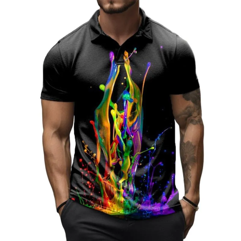 Men's Casual Printed All-match Loose POLO Shirt 43407024X sold by Manly