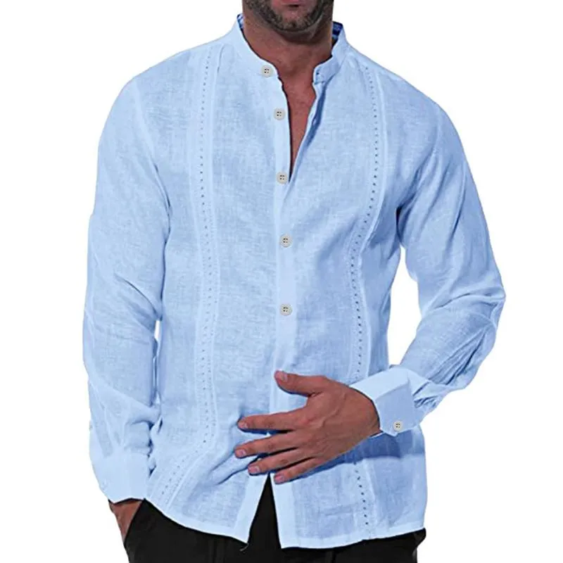 Men's Casual Cotton Linen Stand Collar Long Sleeve Shirt 52882672M sold by Manly product image thumbnail 2