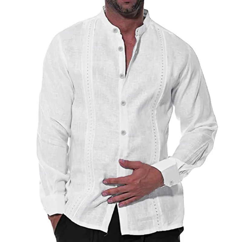 Men's Casual Cotton Linen Stand Collar Long Sleeve Shirt 52882672M sold by Manly product image thumbnail 3