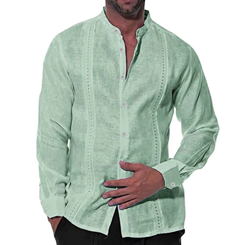 Men's Casual Cotton Linen Stand Collar Long Sleeve Shirt 52882672M sold by Manly product image thumbnail 4