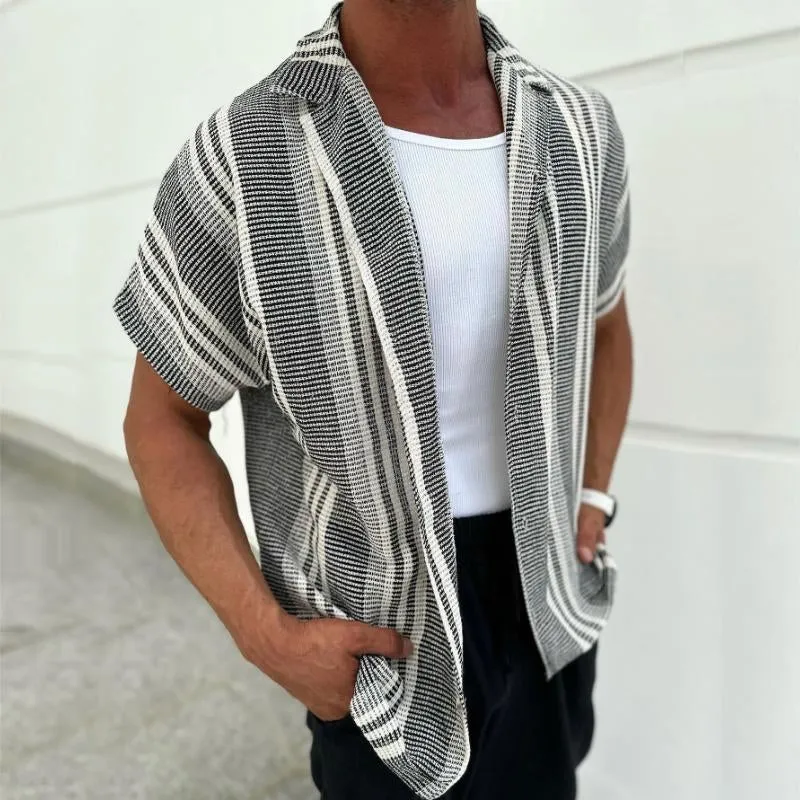 Men's Casual Cotton and Linen Lapel Short-sleeved Shirt 37857595TO sold by Manly product image thumbnail 2