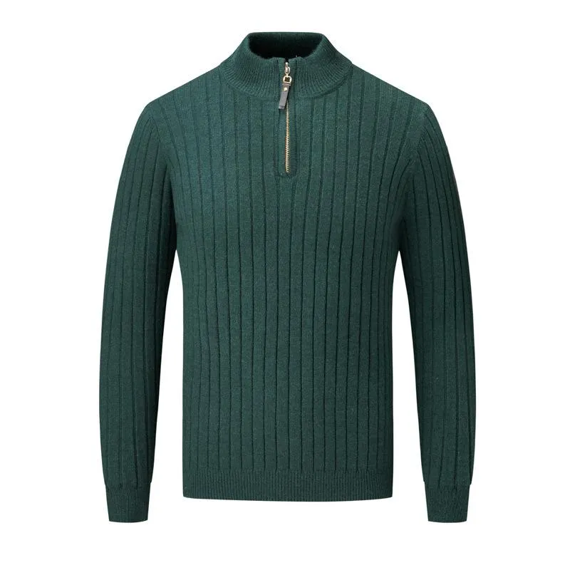 Men's Wide Stripe Half Zipper Stand Collar Stylish Sweater 59269570X sold by Manly product image thumbnail 4