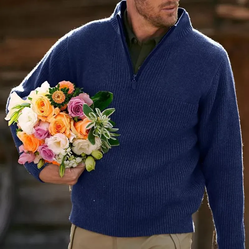 Men's Solid Color Zipper Thick Sweater 04412624X sold by Manly product image thumbnail 2