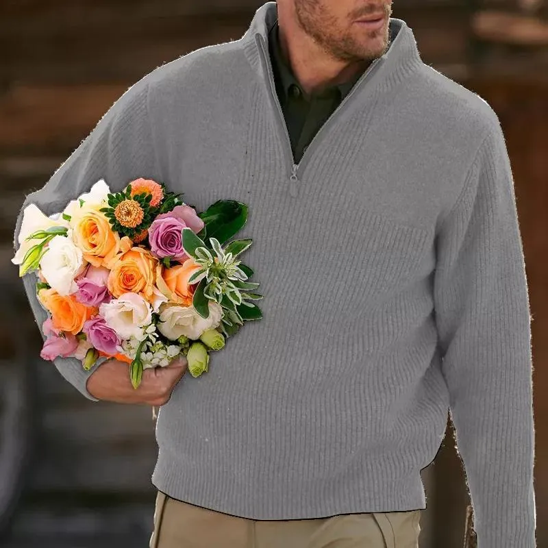 Men's Solid Color Zipper Thick Sweater 04412624X sold by Manly product image thumbnail 5