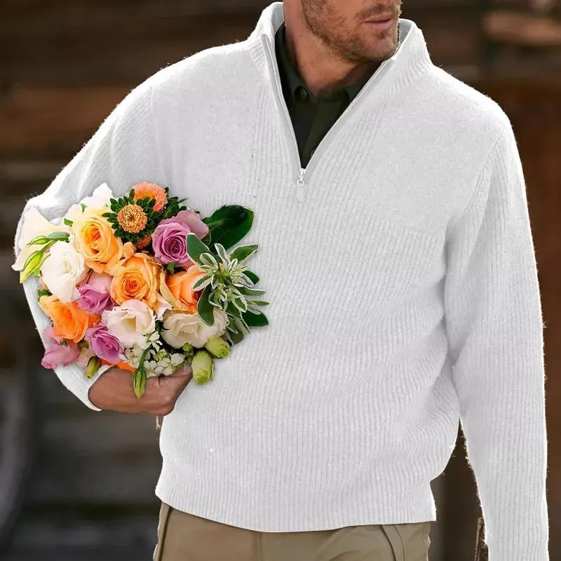 Men's Solid Color Zipper Thick Sweater 04412624X sold by Manly product image thumbnail 4