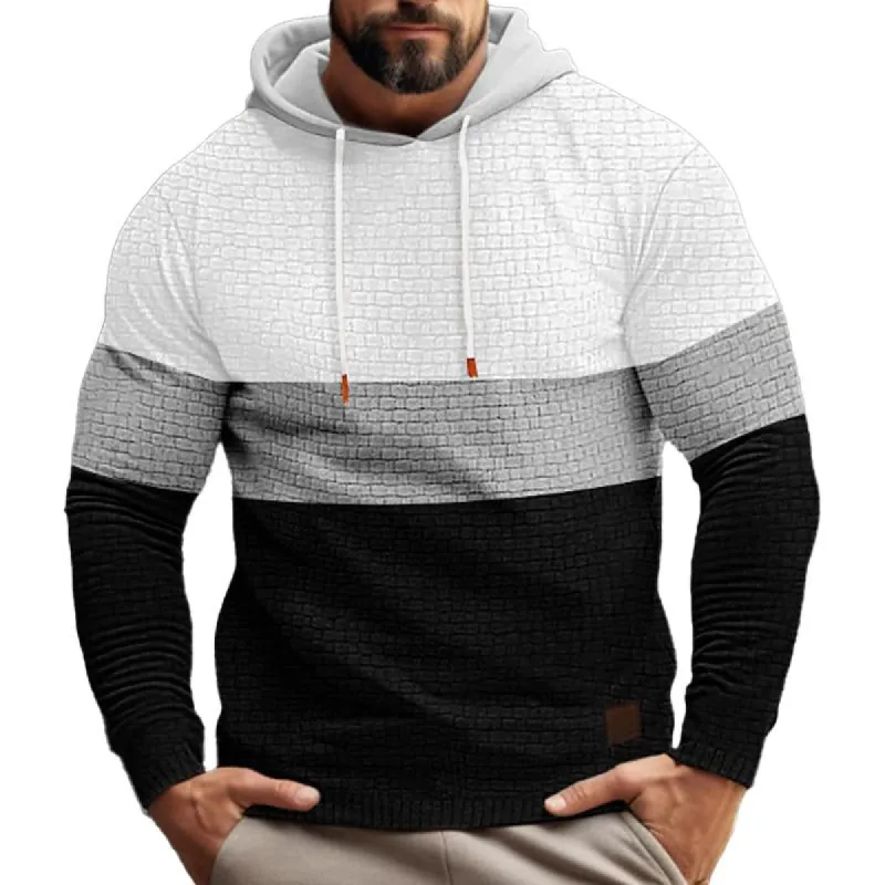 Men's Color Block Waffle Long Sleeve Hooded Sweatshirt 74062022Y sold by Manly