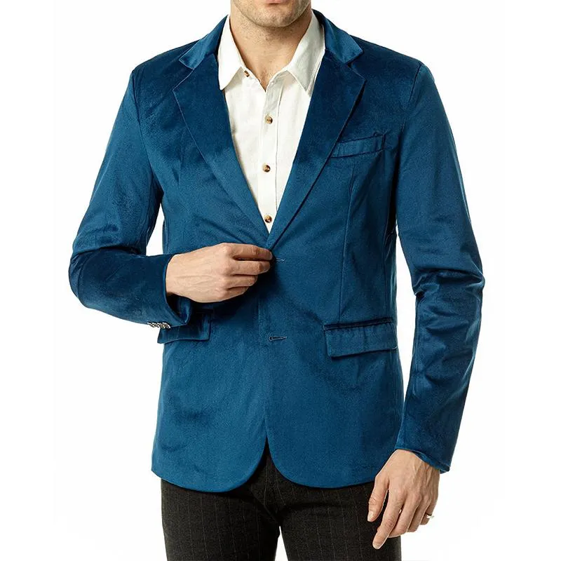 Men's Vintage Lapel Velvet Solid Color Single Breasted Blazer 49661067M sold by Manly product image thumbnail 3