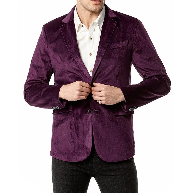 Men's Vintage Lapel Velvet Solid Color Single Breasted Blazer 49661067M sold by Manly product image thumbnail 4