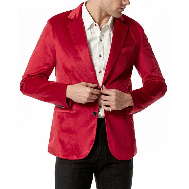 Men's Vintage Lapel Velvet Solid Color Single Breasted Blazer 49661067M sold by Manly
