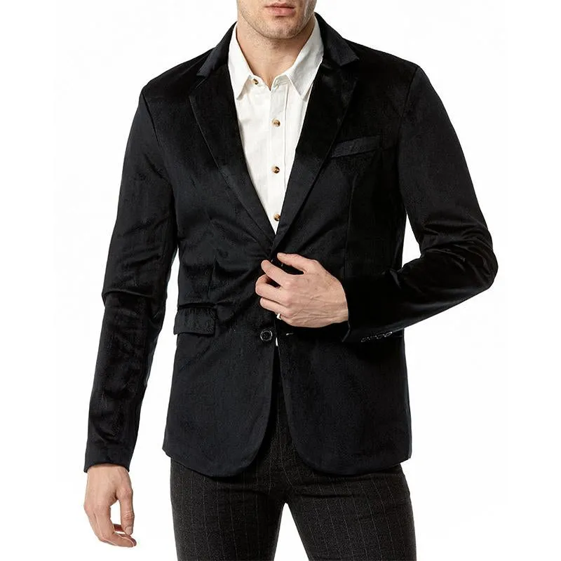 Men's Vintage Lapel Velvet Solid Color Single Breasted Blazer 49661067M sold by Manly product image thumbnail 5