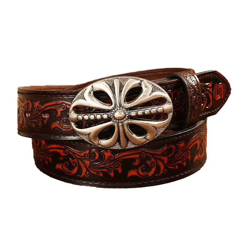 Men's Vintage Engraved Automatic Buckle Belt 52714398Y sold by Manly