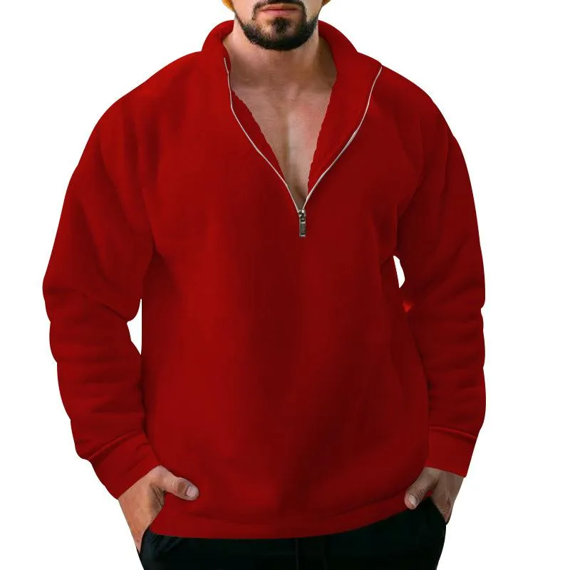 Men's Solid Color Fleece Half Zipper Sweatshirt 15532693X sold by Manly product image thumbnail 5