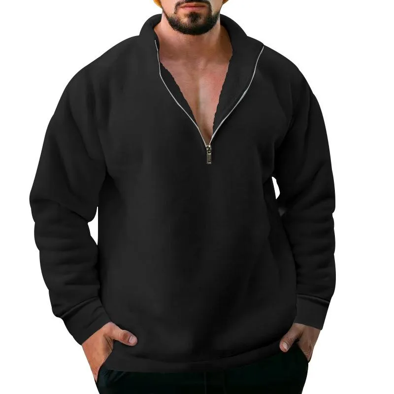 Men's Solid Color Fleece Half Zipper Sweatshirt 15532693X sold by Manly product image thumbnail 4