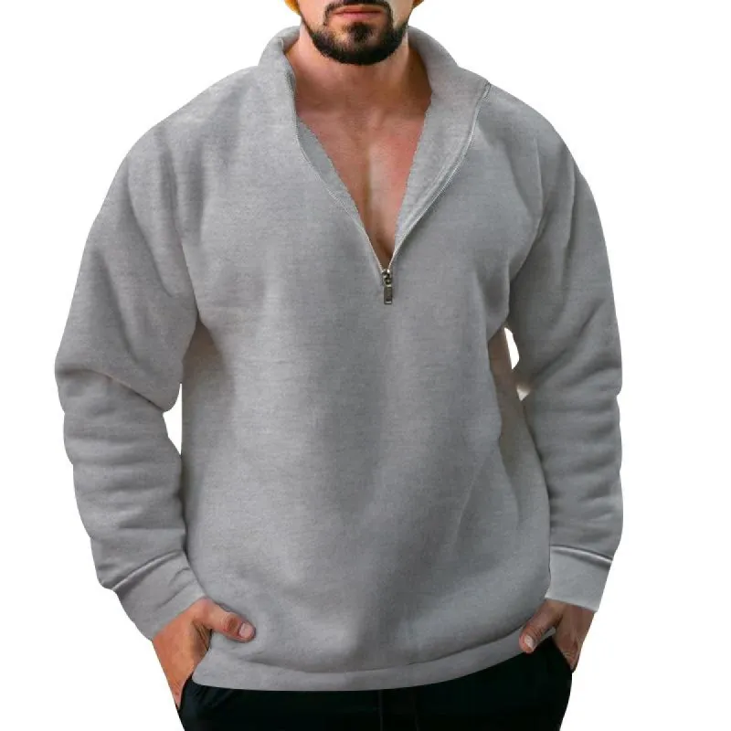 Men's Solid Color Fleece Half Zipper Sweatshirt 15532693X sold by Manly