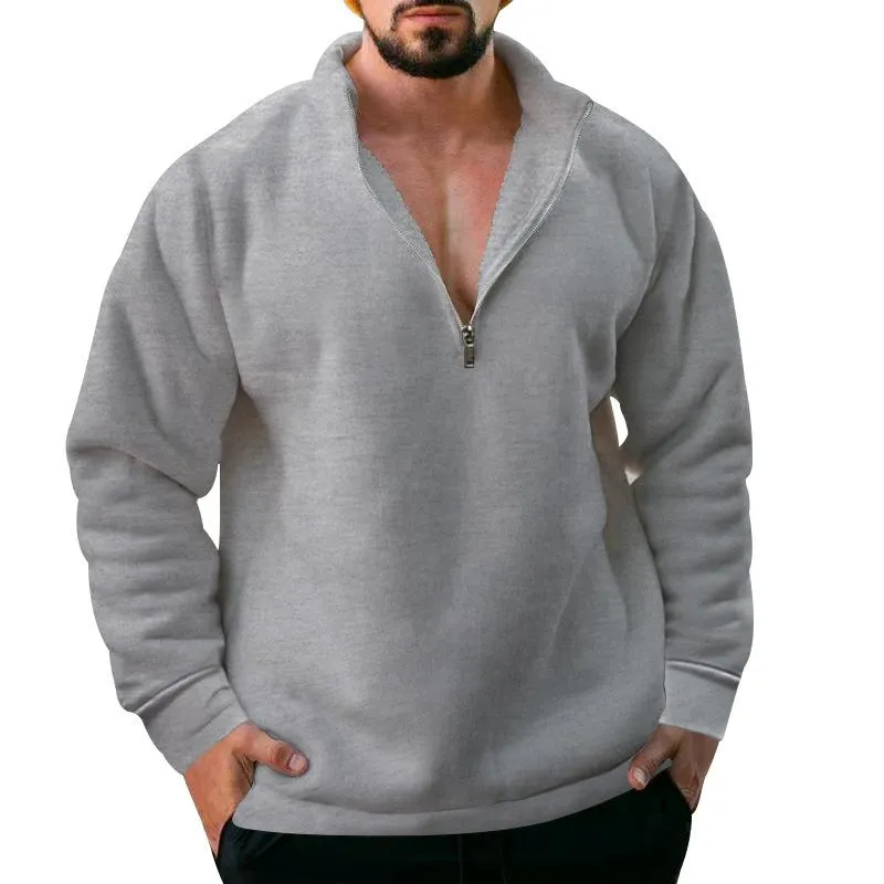 Men's Solid Color Fleece Half Zipper Sweatshirt 15532693X sold by Manly