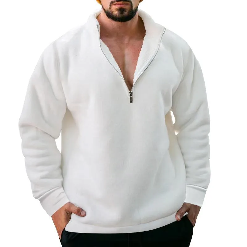 Men's Solid Color Fleece Half Zipper Sweatshirt 15532693X sold by Manly product image thumbnail 2