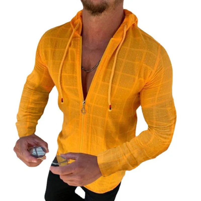 Men's Casual Hooded Zipper Slim Fit Embossed Shirt 27815533M sold by Manly