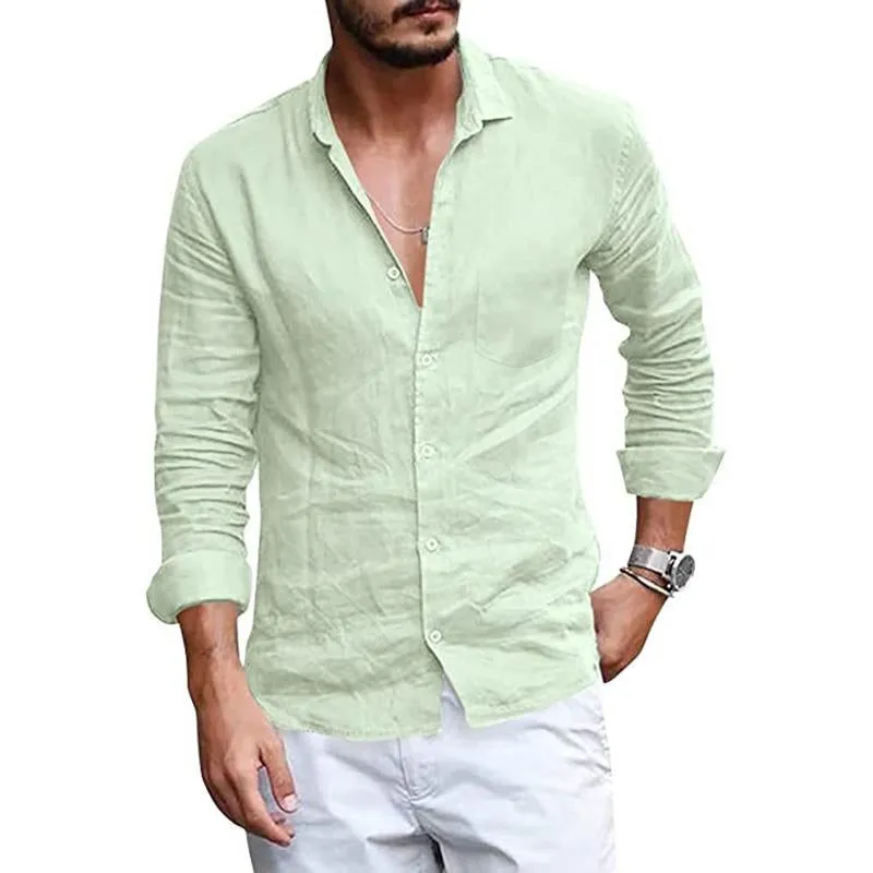 Men'S Casual Lapel Thin Long-Sleeved Solid Color Shirt 80522141M sold by Manly product image thumbnail 4