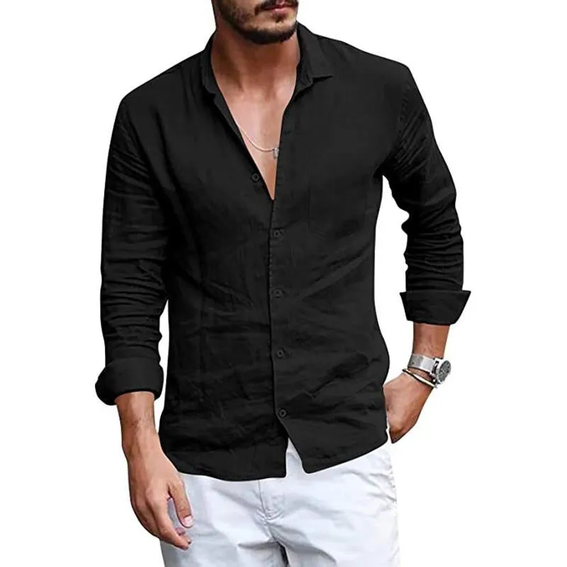 Men'S Casual Lapel Thin Long-Sleeved Solid Color Shirt 80522141M sold by Manly product image thumbnail 3