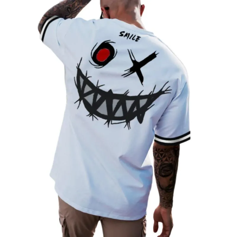 Men's Casual Smiley Round Neck Short Sleeve T-Shirt 70082158TO sold by Manly