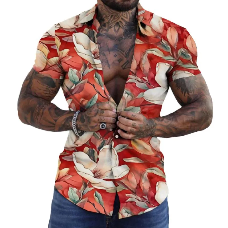 Men's Vintage Hawaiian Lapel Short Sleeve Shirt 81122920TO sold by Manly