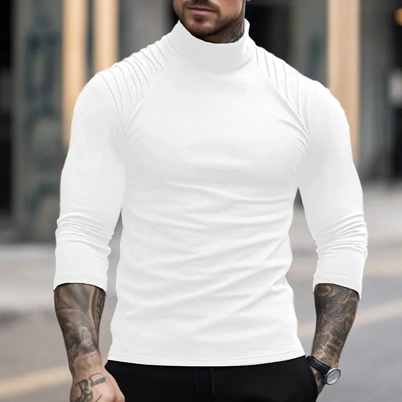 Men's Solid Color Slim High Neck Long Sleeve T-Shirt 25248331X sold by Manly product image thumbnail 4