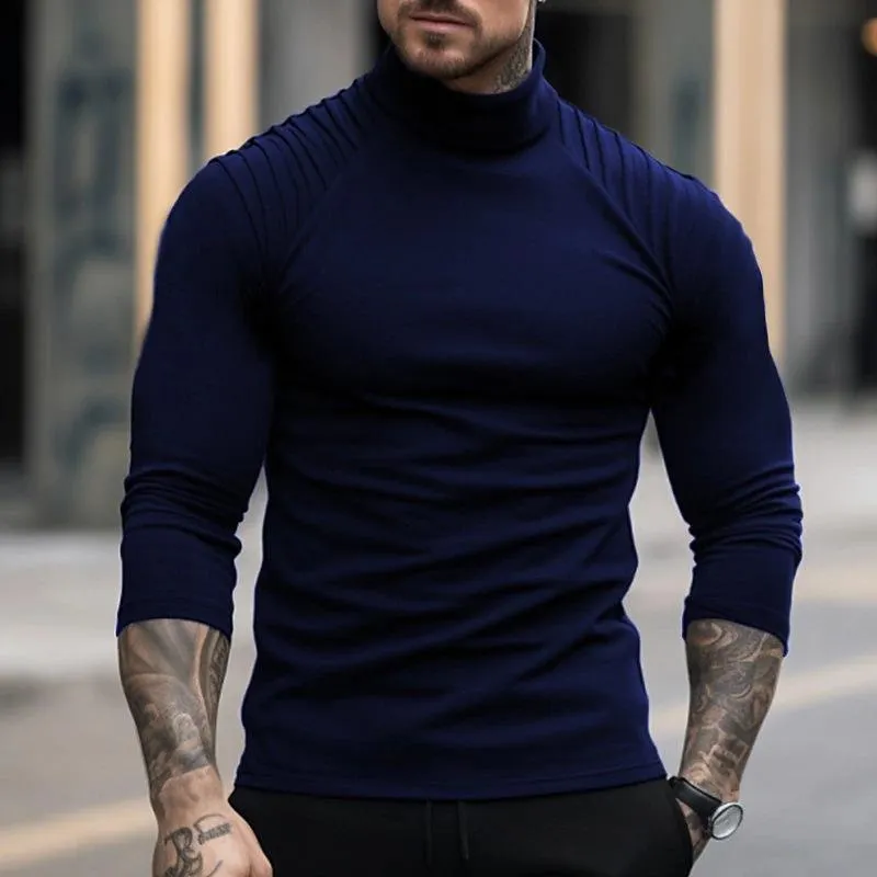 Men's Solid Color Slim High Neck Long Sleeve T-Shirt 25248331X sold by Manly product image thumbnail 3