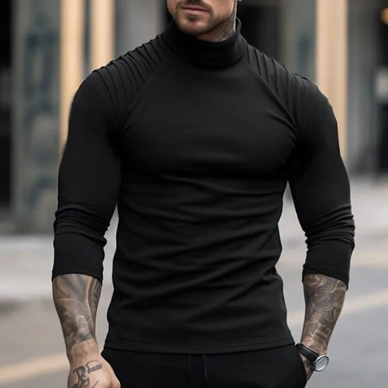 Men's Solid Color Slim High Neck Long Sleeve T-Shirt 25248331X sold by Manly product image thumbnail 2