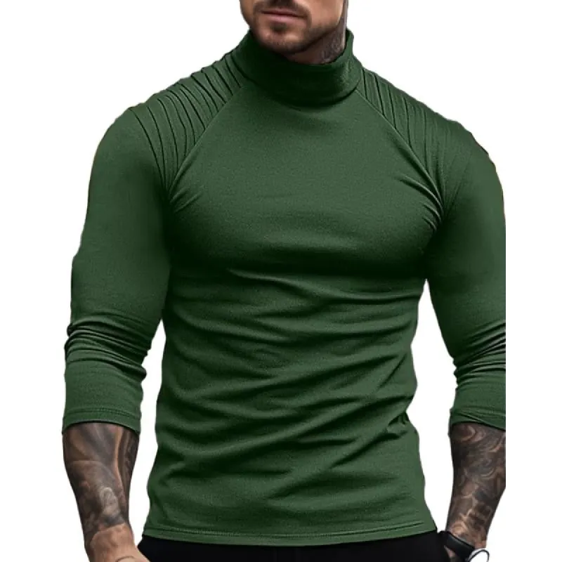 Men's Solid Color Slim High Neck Long Sleeve T-Shirt 25248331X sold by Manly