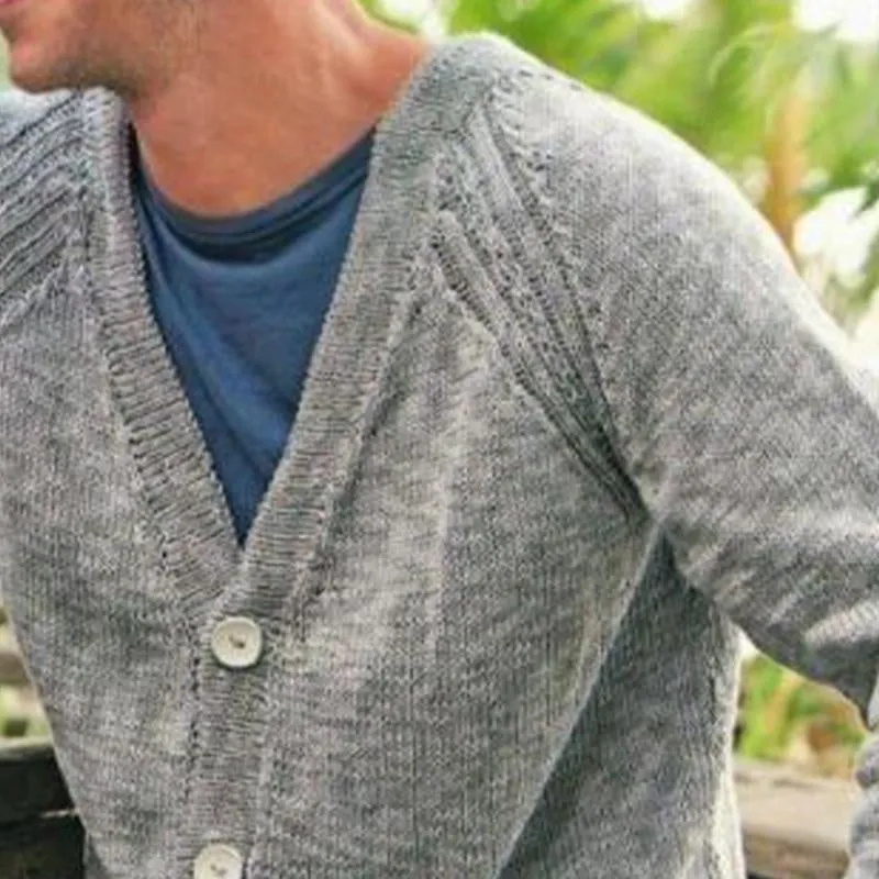 Men's Retro Thin V-neck Knitted Cardigan Jacket 80650997X sold by Manly product image thumbnail 3