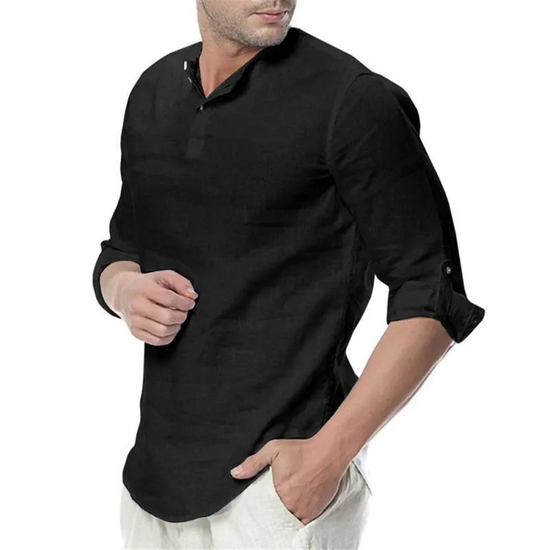 Men's Casual Stand Collar Solid Color Patch Pocket Long Sleeve Shirt 74440761M sold by Manly product image thumbnail 3