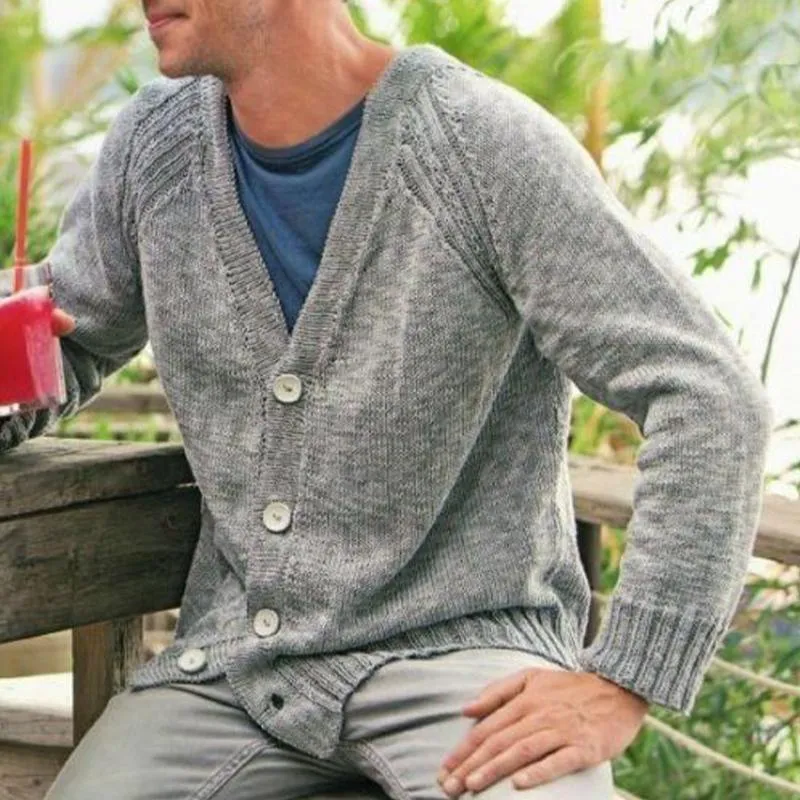 Men's Retro Thin V-neck Knitted Cardigan Jacket 80650997X sold by Manly product image thumbnail 2