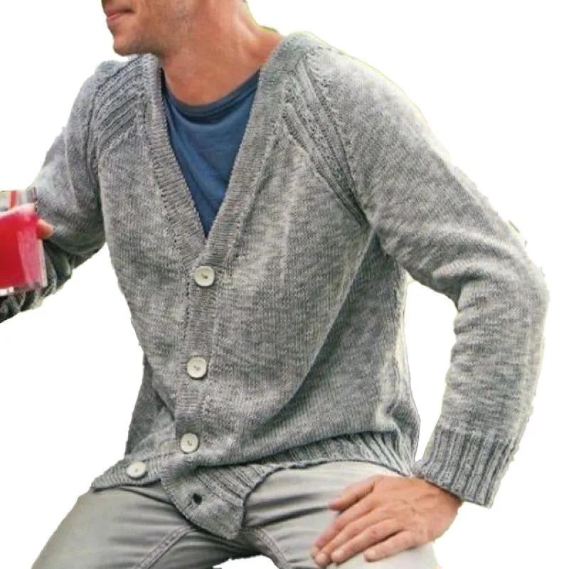 Men's Retro Thin V-neck Knitted Cardigan Jacket 80650997X sold by Manly