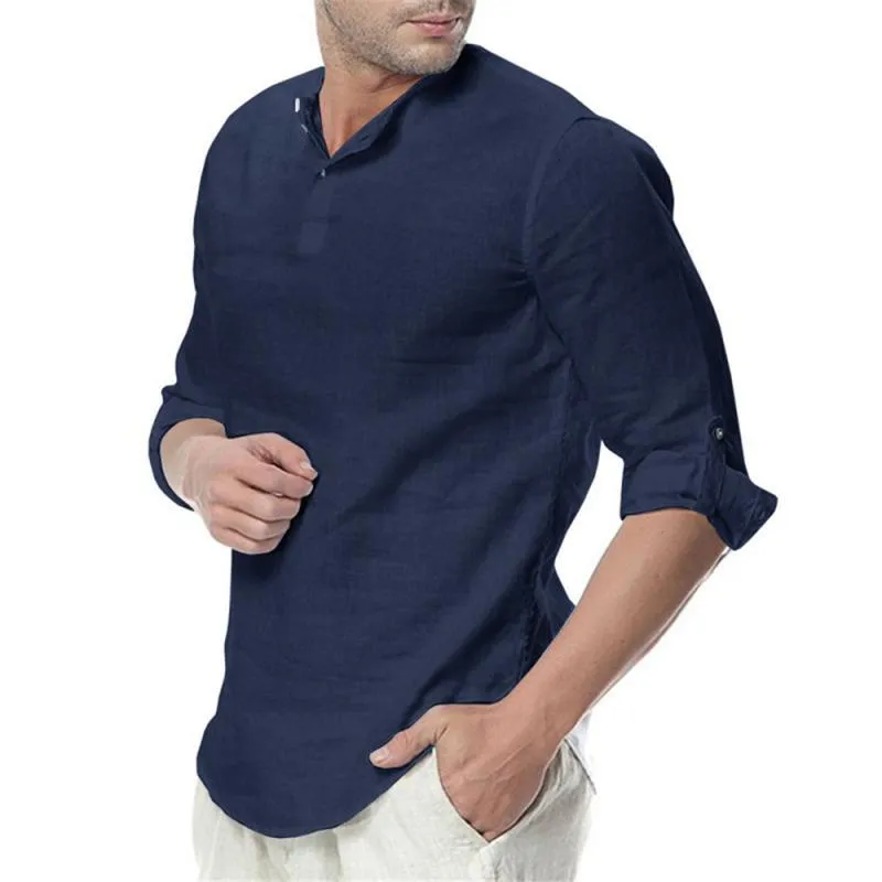 Men's Casual Stand Collar Solid Color Patch Pocket Long Sleeve Shirt 74440761M sold by Manly product image thumbnail 5